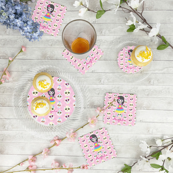 Kids Sugar Skulls Plastic Party Appetizer & Dessert Plates - In Context