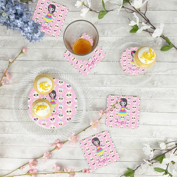 Kids Sugar Skulls Plastic Party Dinner Plates - In Context