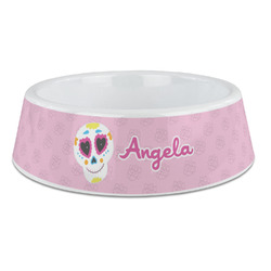Kids Sugar Skulls Plastic Dog Bowl - Large (Personalized)