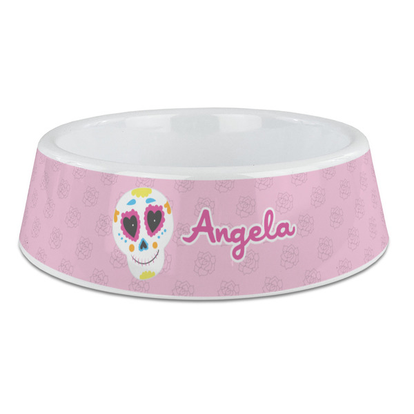 Custom Kids Sugar Skulls Plastic Dog Bowl - Large (Personalized)