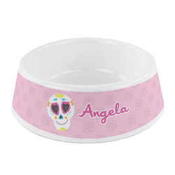 Kids Sugar Skulls Plastic Dog Bowl - Small (Personalized)
