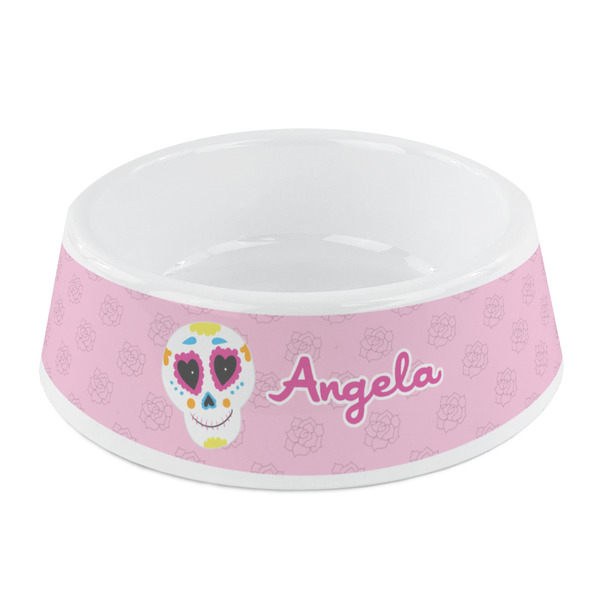 Custom Kids Sugar Skulls Plastic Dog Bowl - Small (Personalized)