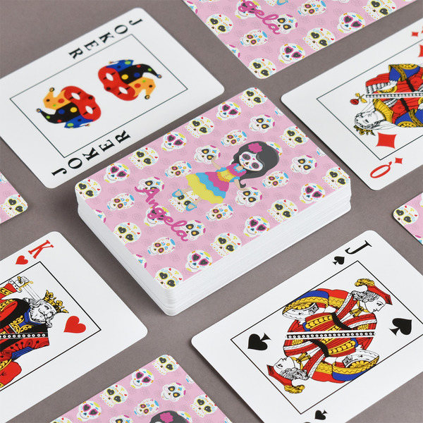 Kids Sugar Skulls Playing Cards - Front & Back View