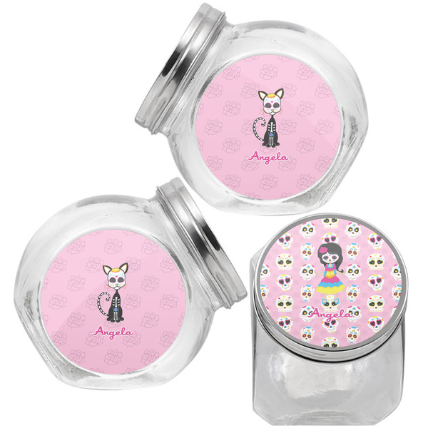Kids Sugar Skulls Puppy Treat Jar - Top Left Right
