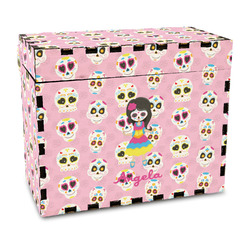 Kids Sugar Skulls Wood Recipe Box - Full Color Print (Personalized)