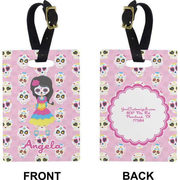 Kids Sugar Skulls Rectangle Luggage Tag (Front + Back)