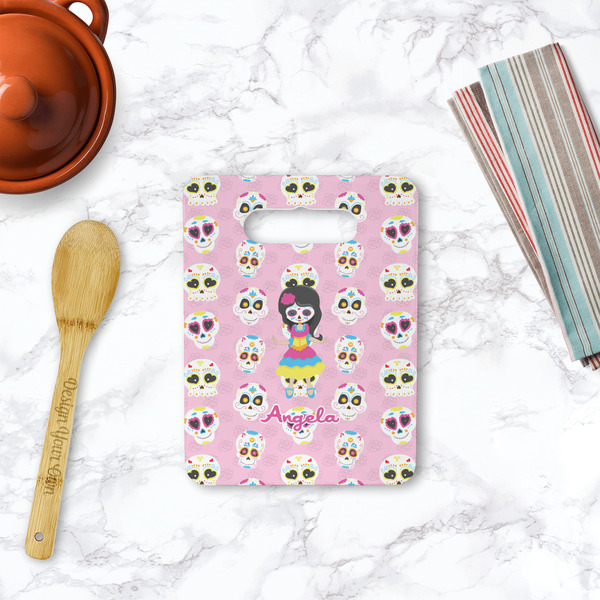 Kids Sugar Skulls Rectangle Trivet with Handle - LIFESTYLE