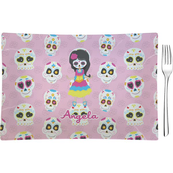 Custom Kids Sugar Skulls Glass Rectangular Appetizer / Dessert Plate (Personalized)