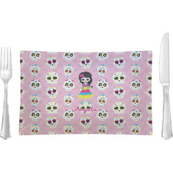 Kids Sugar Skulls Rectangular Glass Lunch / Dinner Plate - Single or Set (Personalized)