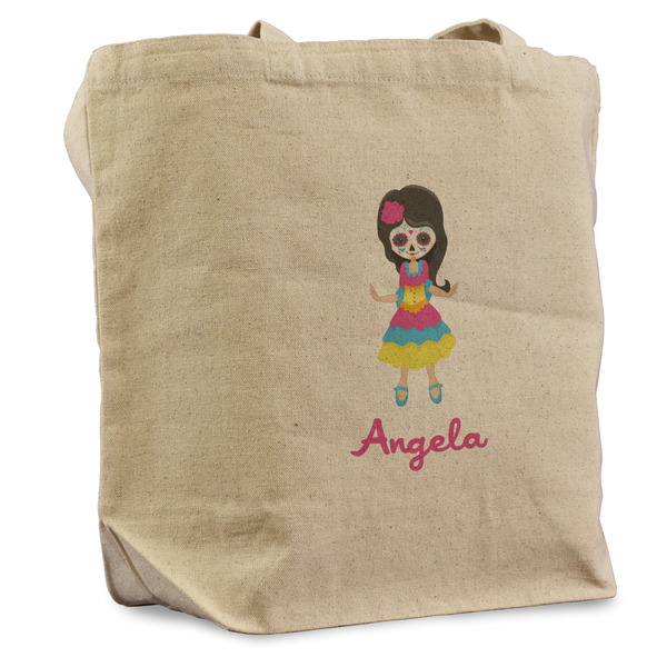 Custom Kids Sugar Skulls Reusable Cotton Grocery Bag (Personalized)