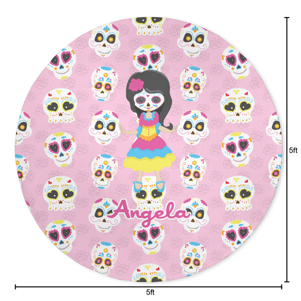 Kids Sugar Skulls Round Area Rug - Size