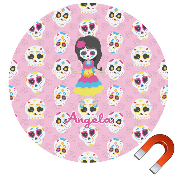 Custom Kids Sugar Skulls Round Car Magnet - 10" (Personalized)