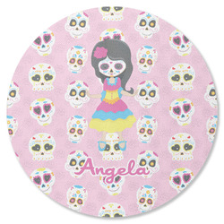 Kids Sugar Skulls Round Rubber Backed Coaster (Personalized)