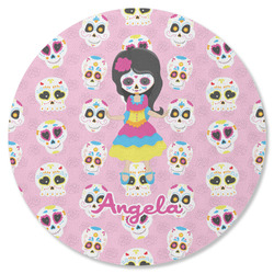 Kids Sugar Skulls Round Rubber Backed Coaster (Personalized)
