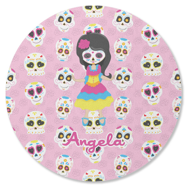 Kids Sugar Skulls Round Coaster Rubber Back - Single