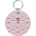 Kids Sugar Skulls Round Plastic Keychain (Personalized)