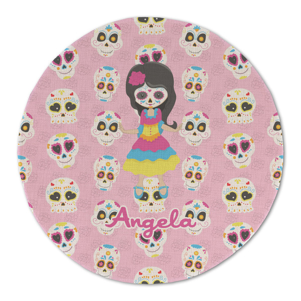 Custom Kids Sugar Skulls Round Linen Placemat (Personalized)