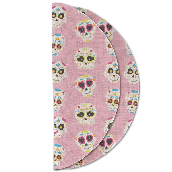 Kids Sugar Skulls Round Linen Placemats - HALF FOLDED (double sided)