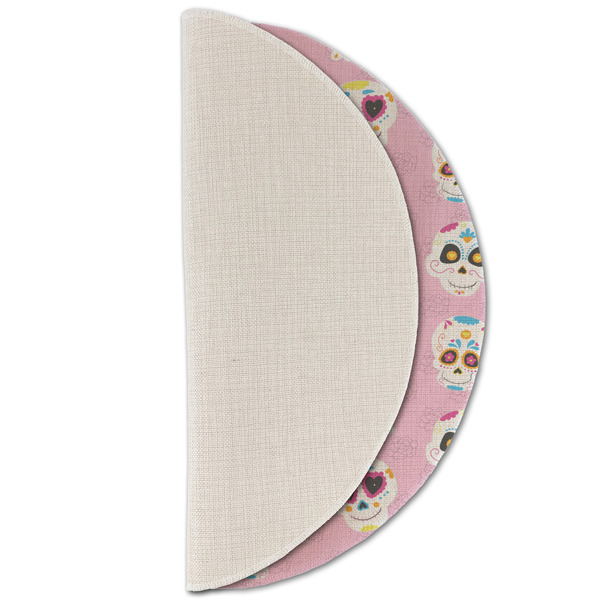 Kids Sugar Skulls Round Linen Placemats - HALF FOLDED (single sided)