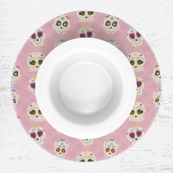 Kids Sugar Skulls Round Linen Placemats - LIFESTYLE (single)