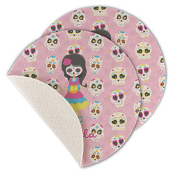 Kids Sugar Skulls Round Linen Placemat - Single Sided - Set of 4 (Personalized)