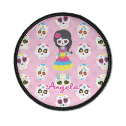 Kids Sugar Skulls Iron On Round Patch w/ Name or Text