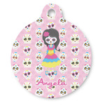 Kids Sugar Skulls Round Pet ID Tag - Large (Personalized)