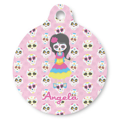 Kids Sugar Skulls Round Pet ID Tag - Large (Personalized)