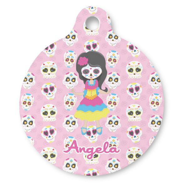 Custom Kids Sugar Skulls Round Pet ID Tag - Large (Personalized)