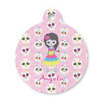 Kids Sugar Skulls Round Pet ID Tag - Small (Personalized)