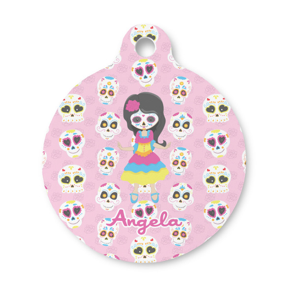 Custom Kids Sugar Skulls Round Pet ID Tag - Small (Personalized)