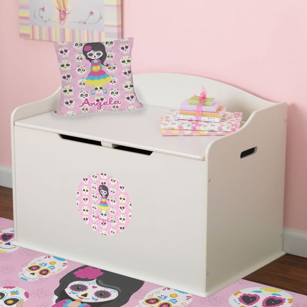 Kids Sugar Skulls Round Wall Decal on Toy Chest
