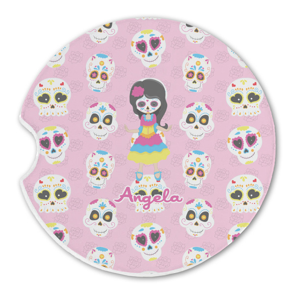 Custom Kids Sugar Skulls Sandstone Car Coaster - Single (Personalized)