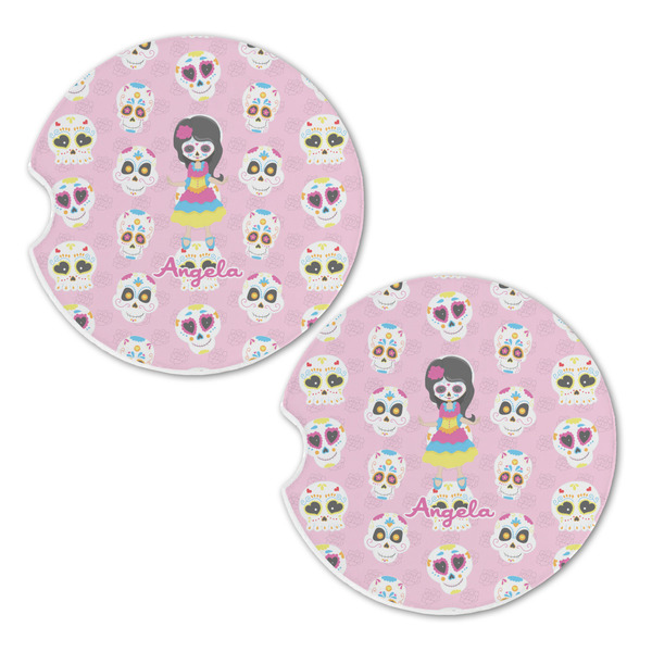 Kids Sugar Skulls Sandstone Car Coasters - Set of 2