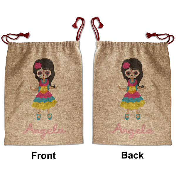 Custom Kids Sugar Skulls Santa Sack - Front & Back (Personalized)