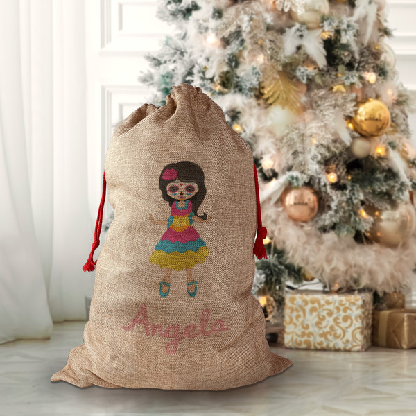 Kids Sugar Skulls Santa Bag - Front (stuffed)