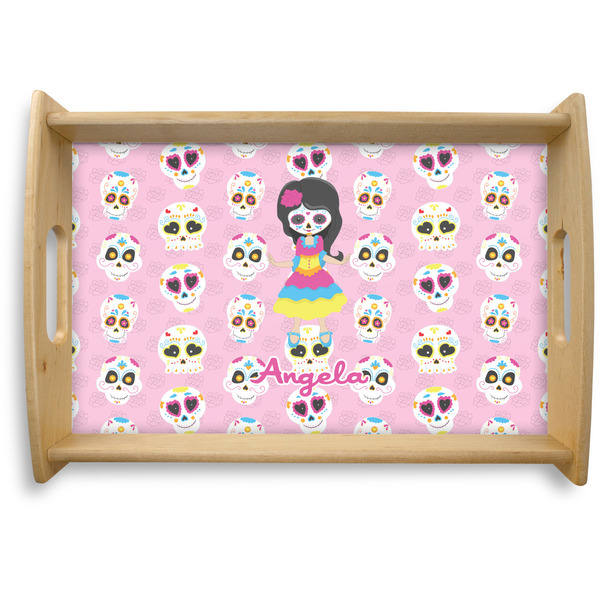 Custom Kids Sugar Skulls Natural Wooden Tray - Small (Personalized)
