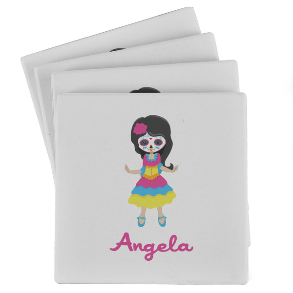 Custom Kids Sugar Skulls Absorbent Stone Coasters - Set of 4 (Personalized)