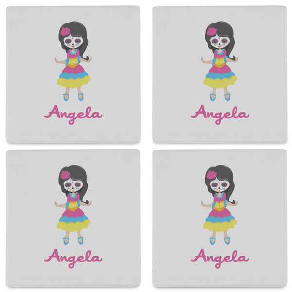 Kids Sugar Skulls Set of 4 Sandstone Coasters - See All 4 View