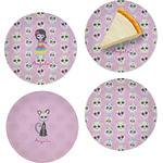 Kids Sugar Skulls Set of 4 Glass Appetizer / Dessert Plate 8" (Personalized)