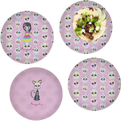 Kids Sugar Skulls Set of 4 Glass Lunch / Dinner Plate 10" (Personalized)