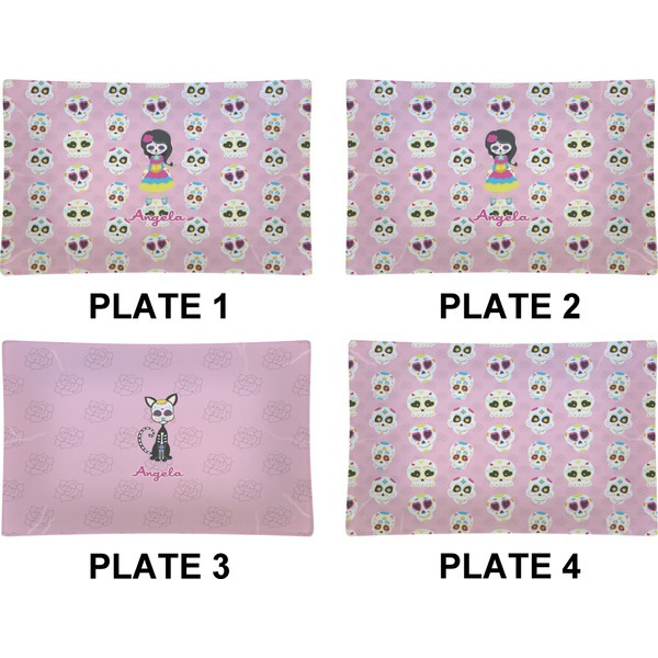 Kids Sugar Skulls Set of Rectangular Dinner Plates (Approval)