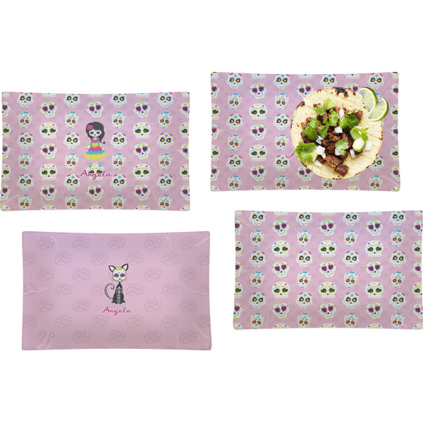 Kids Sugar Skulls Set of Rectangular Dinner Plates