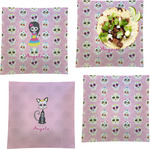 Kids Sugar Skulls Set of 4 Glass Square Lunch / Dinner Plate 9.5" (Personalized)