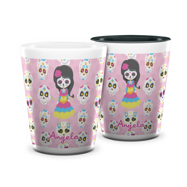 Custom Kids Sugar Skulls Ceramic Shot Glass - 1.5 oz (Personalized)