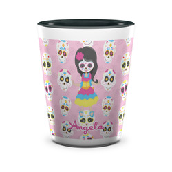 Kids Sugar Skulls Ceramic Shot Glass - 1.5 oz - Two Tone - Set of 4 (Personalized)