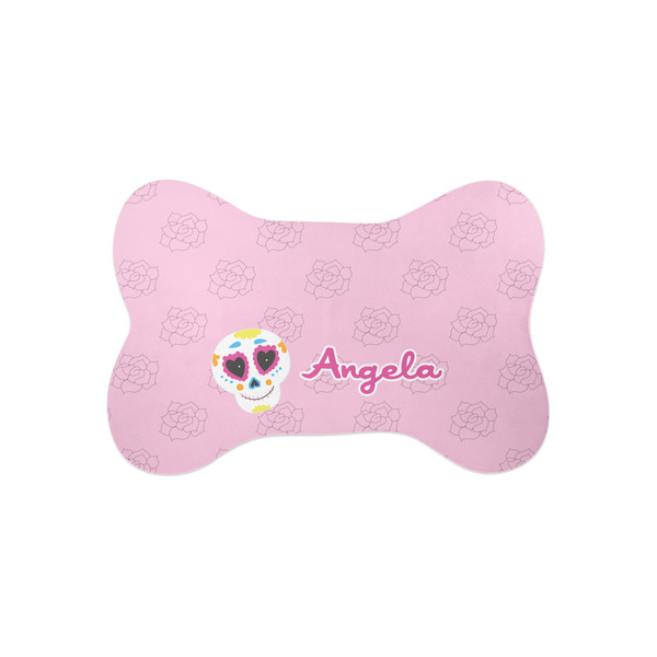Custom Kids Sugar Skulls Bone Shaped Dog Food Mat (Small) (Personalized)