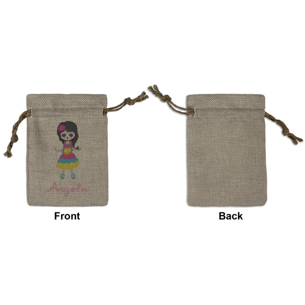 Kids Sugar Skulls Small Burlap Gift Bag - Front Approval