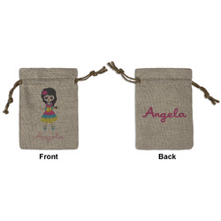 Kids Sugar Skulls Small Burlap Gift Bag - Front & Back (Personalized)
