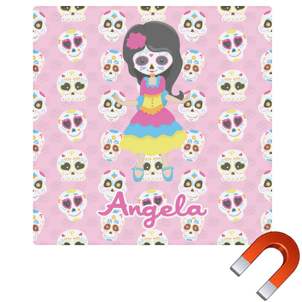 Custom Kids Sugar Skulls Square Car Magnet - 10" (Personalized)